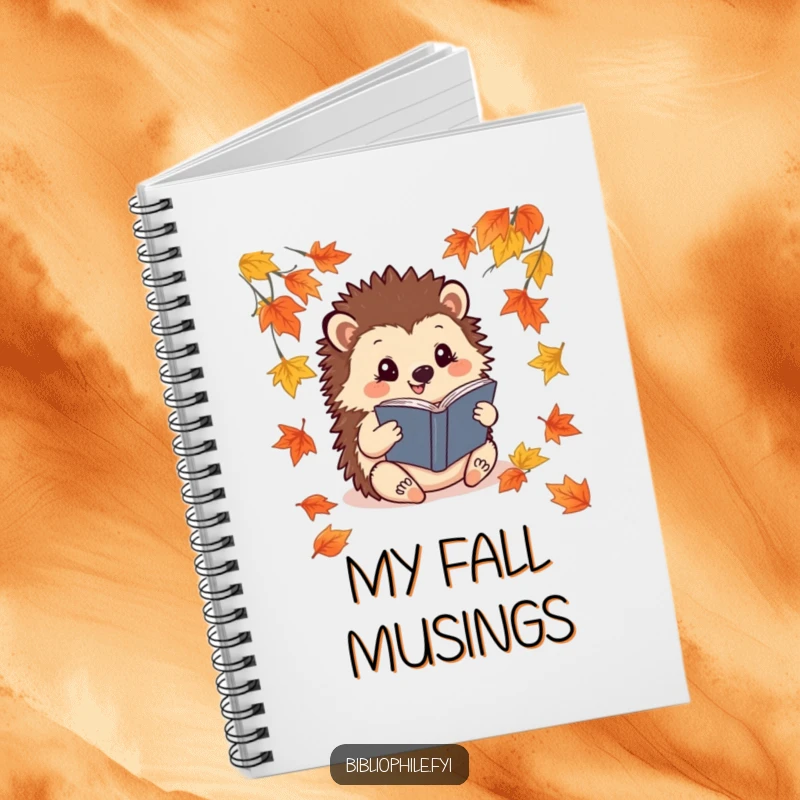 Funny Hedgehog Notebook: A cheerful hedgehog reads a book among fallen leaves, designed for capturing thoughts and creative ideas.