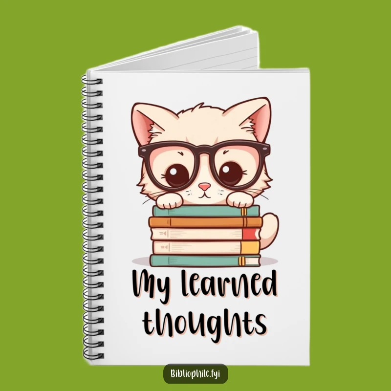 Funny Kitten Journal Notebook: Kawaii Glasses Novel Stacking Gift