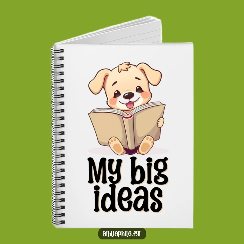 Funny Puppy Reading Journal Notebook: Enthusiastic Giant Book Gift