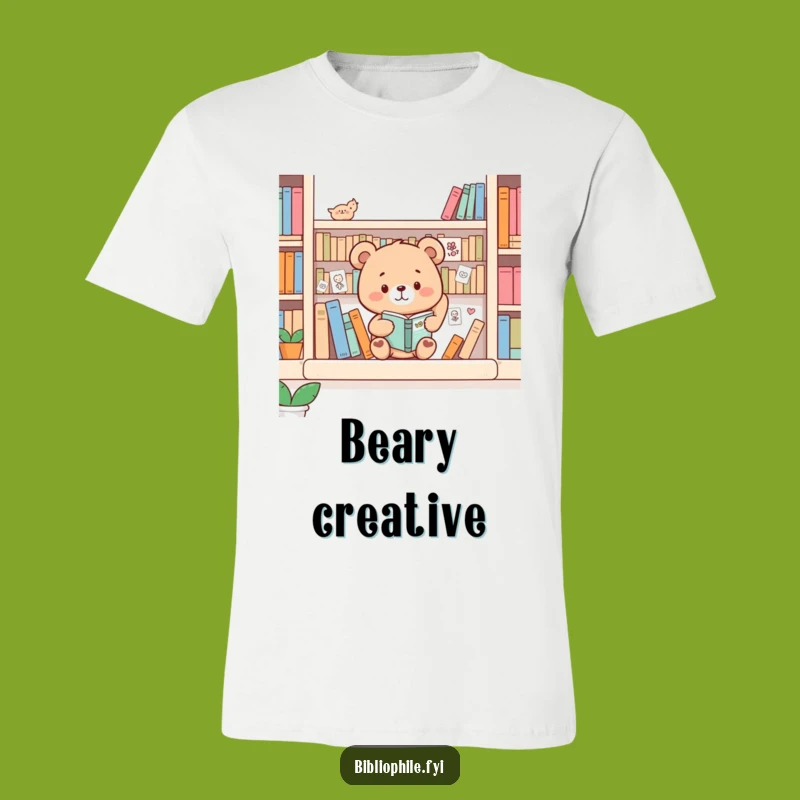 Funny Bear Bookshelf Decorator T-Shirt: Creative Tee for Art & Book Enthusiasts
