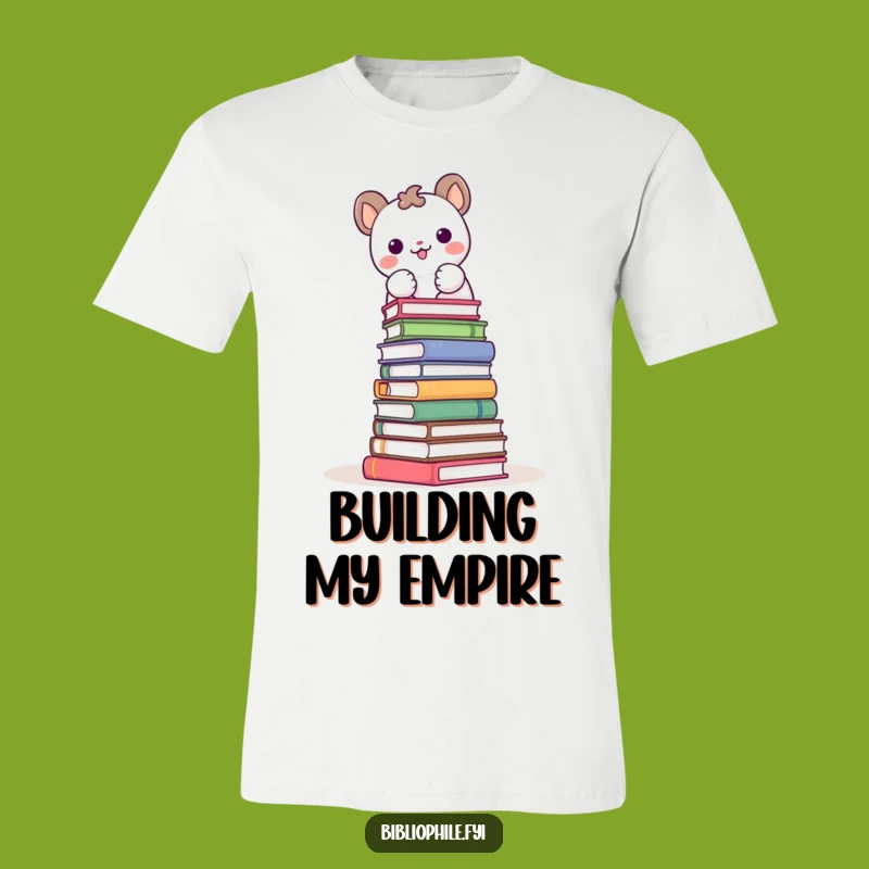 Funny Book Lover T-Shirt: Cute Animal Joyfully Stacks Books Gift