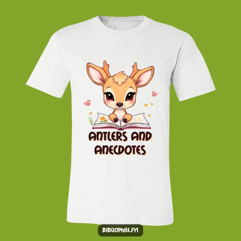 Funny Deer Illustrated Pages T-Shirt, a Humorous Tee for Art and Book Lovers