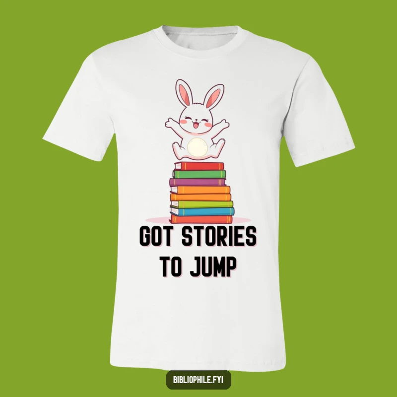 Funny Rabbit Reader T-Shirt: Cheerful Rabbit Book Leap, Joyful Hilarious Tee, Funny Gift