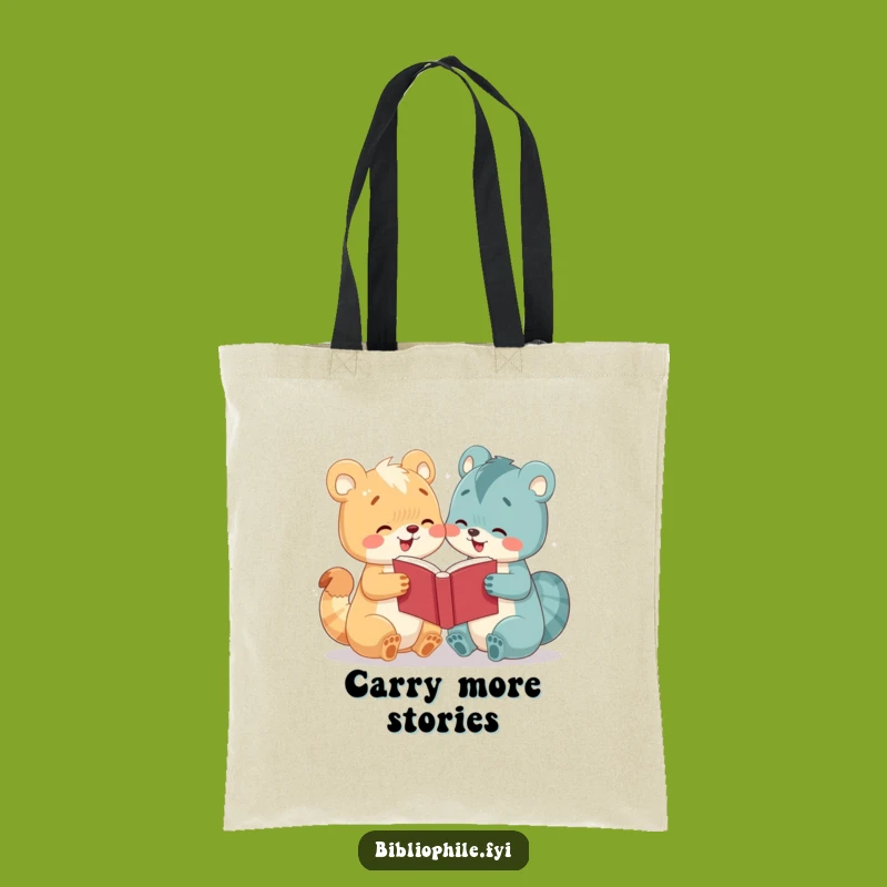 Funny Bookworm Tote Bag: Cute Animal Enthusiastic Book Sharing Gift for Readers
