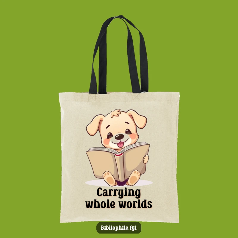 Funny Puppy Book Lover Tote Bag: Enthusiastic Reader Gift