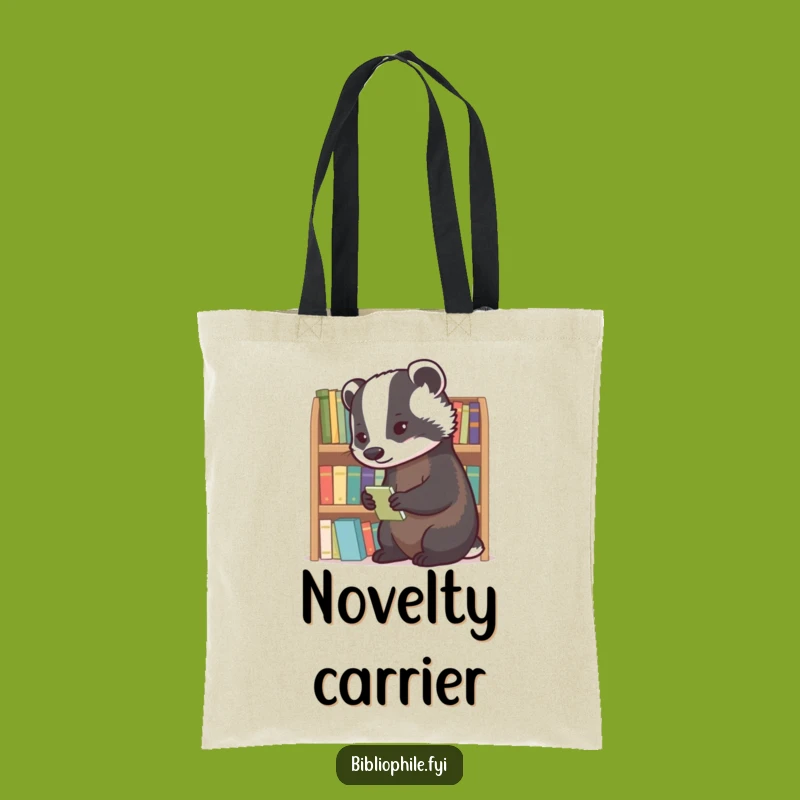Funny Badger Librarian Tote Bag: Diligent Badger Book Art, Practical Funny Gift for Readers