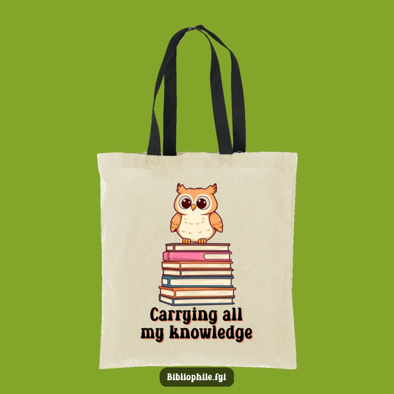 Funny Owl Tote Bag: Cute Owl on Books Canvas Bag, Hilarious Gift Idea