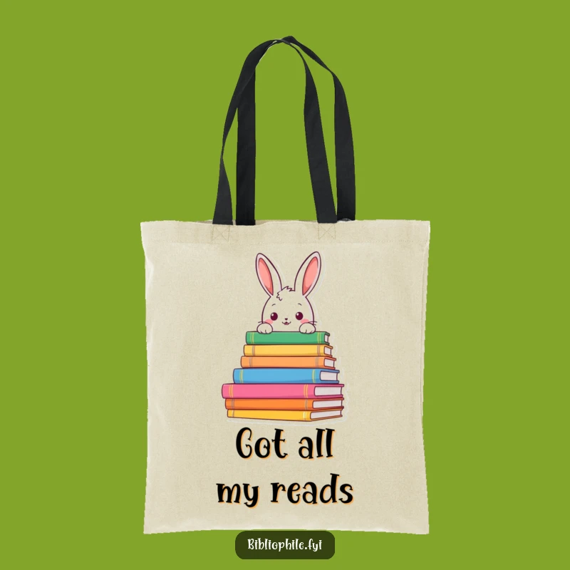 Funny Rabbit Book Stash Tote Bag: Carry Your Literary Treasures