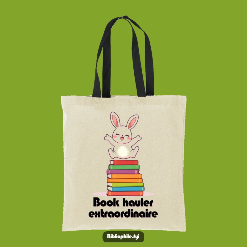 Funny Rabbit Reader Tote Bag: Cheerful Rabbit Book Art, Practical Funny Gift for Bookworms