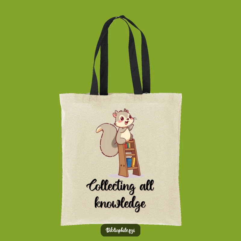 Funny Squirrel Bookshelf Tote Bag: Carry Your Literary Goals