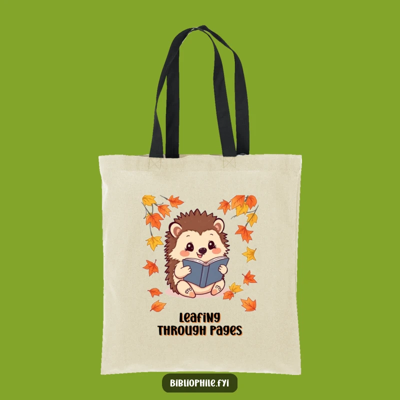 Funny Hedgehog Tote Bag: Autumn Book Lover, Practical Funny Gift