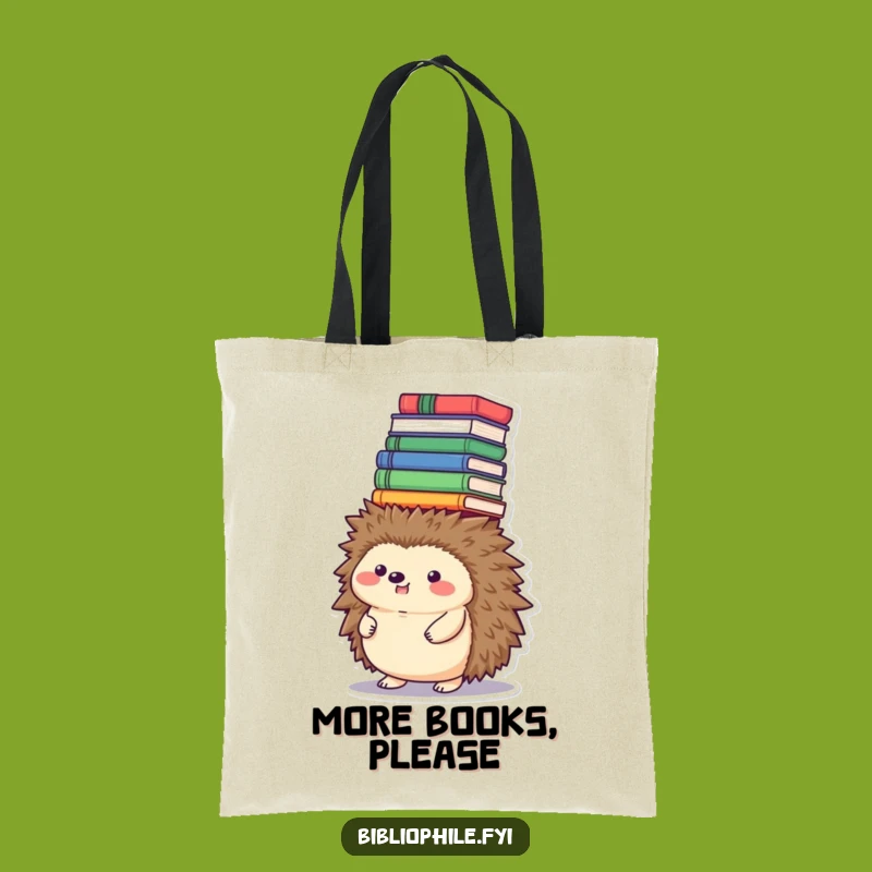 Funny Hedgehog Book Tower Tote Bag - Carry Your Literary World
