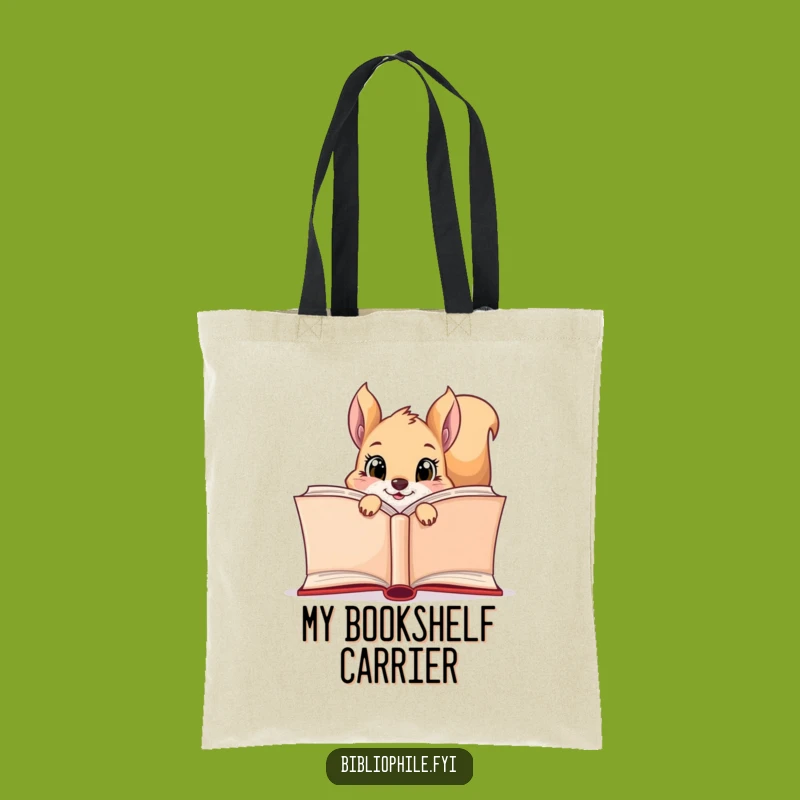 Funny Squirrel Reader Tote Bag: Curious Squirrel Book Art, Practical Funny Gift for Bookworms