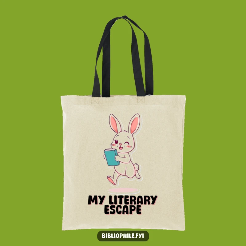 Funny Rabbit Tote Bag: Hopping Book Carrier, Chic Funny Gift for Readers