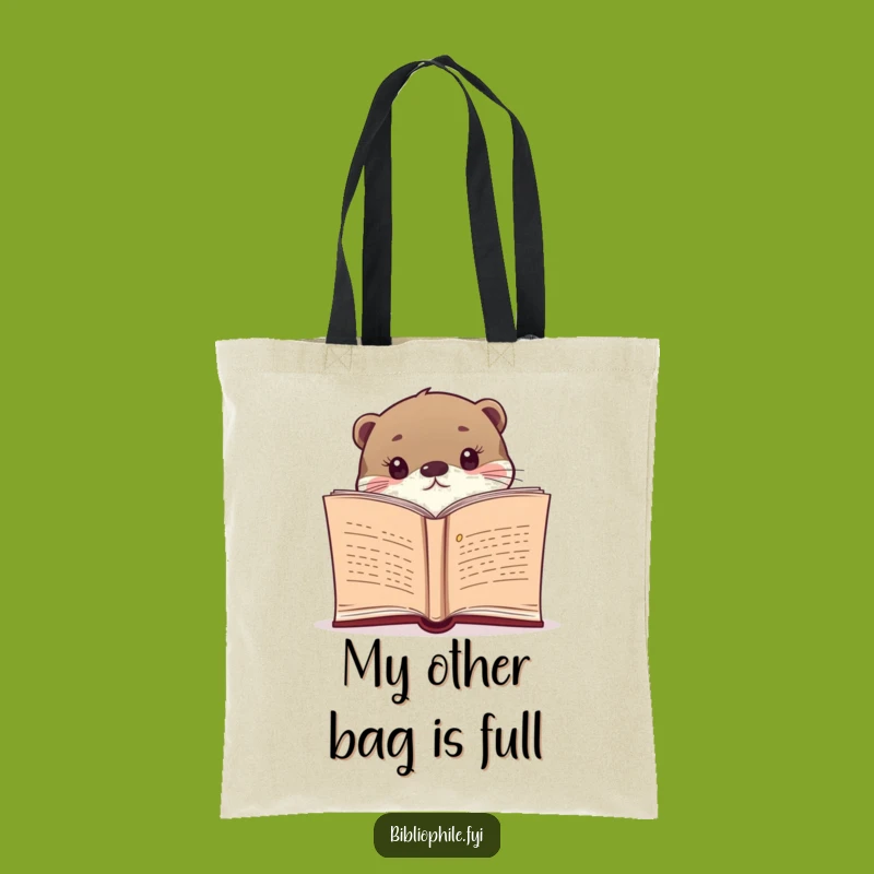 Funny Otter Tote Bag: Curious Novel Peek, Chic and Hilarious Carry-All for Readers