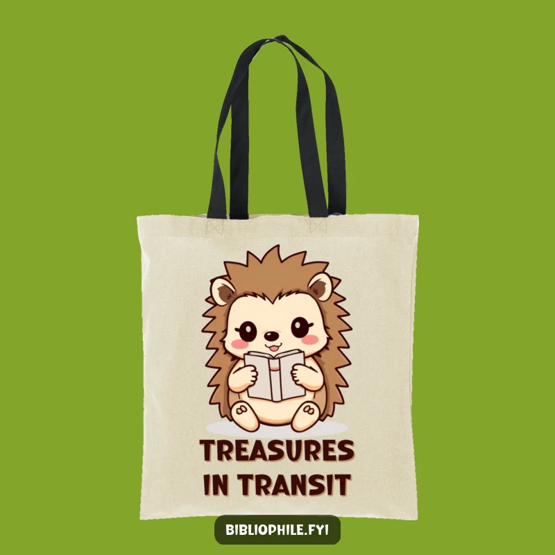 Funny Hedgehog Book Care Tote Bag: Carry Your Reads with Gentle Love